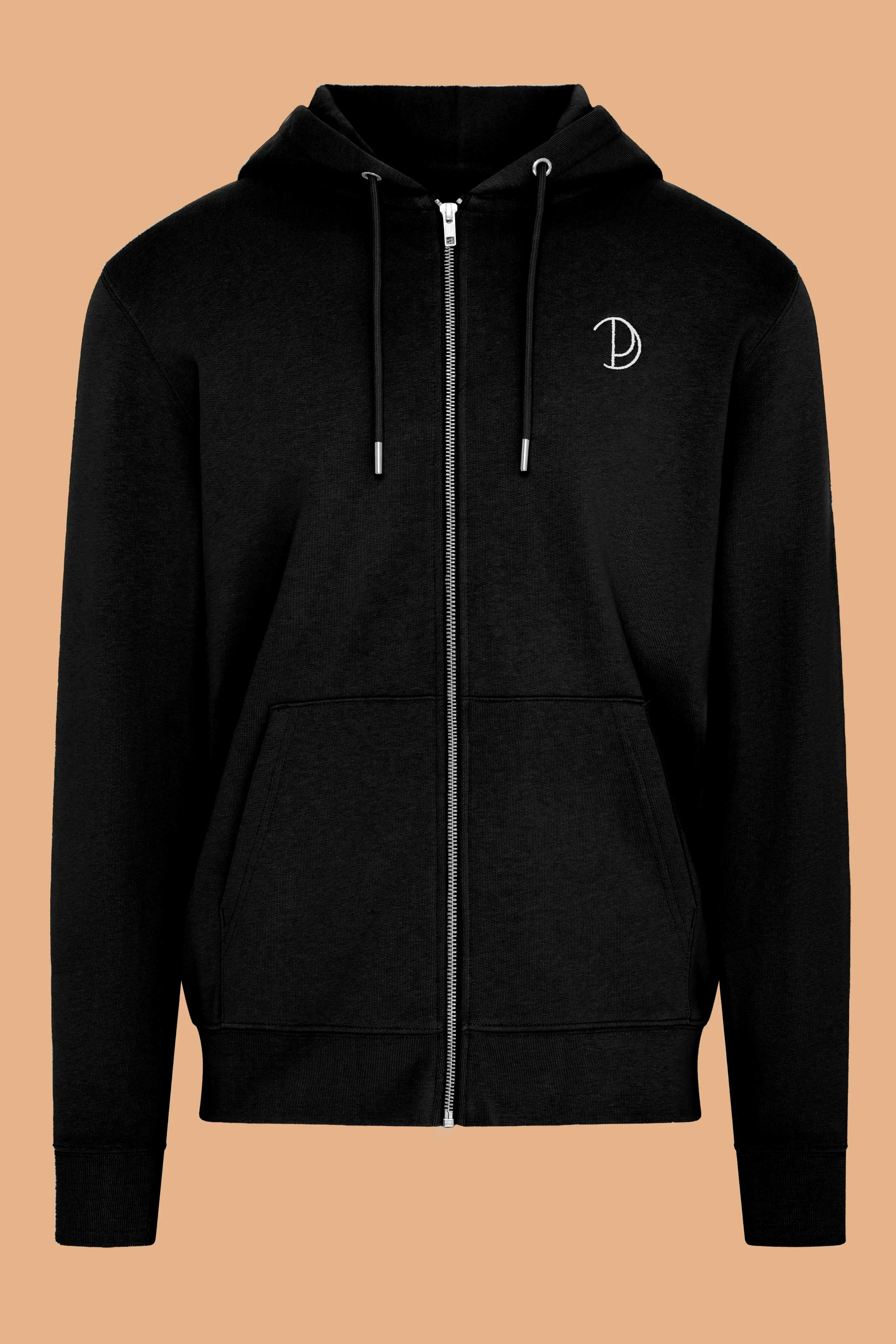 Embroidered P Zip-Up Hoodie
