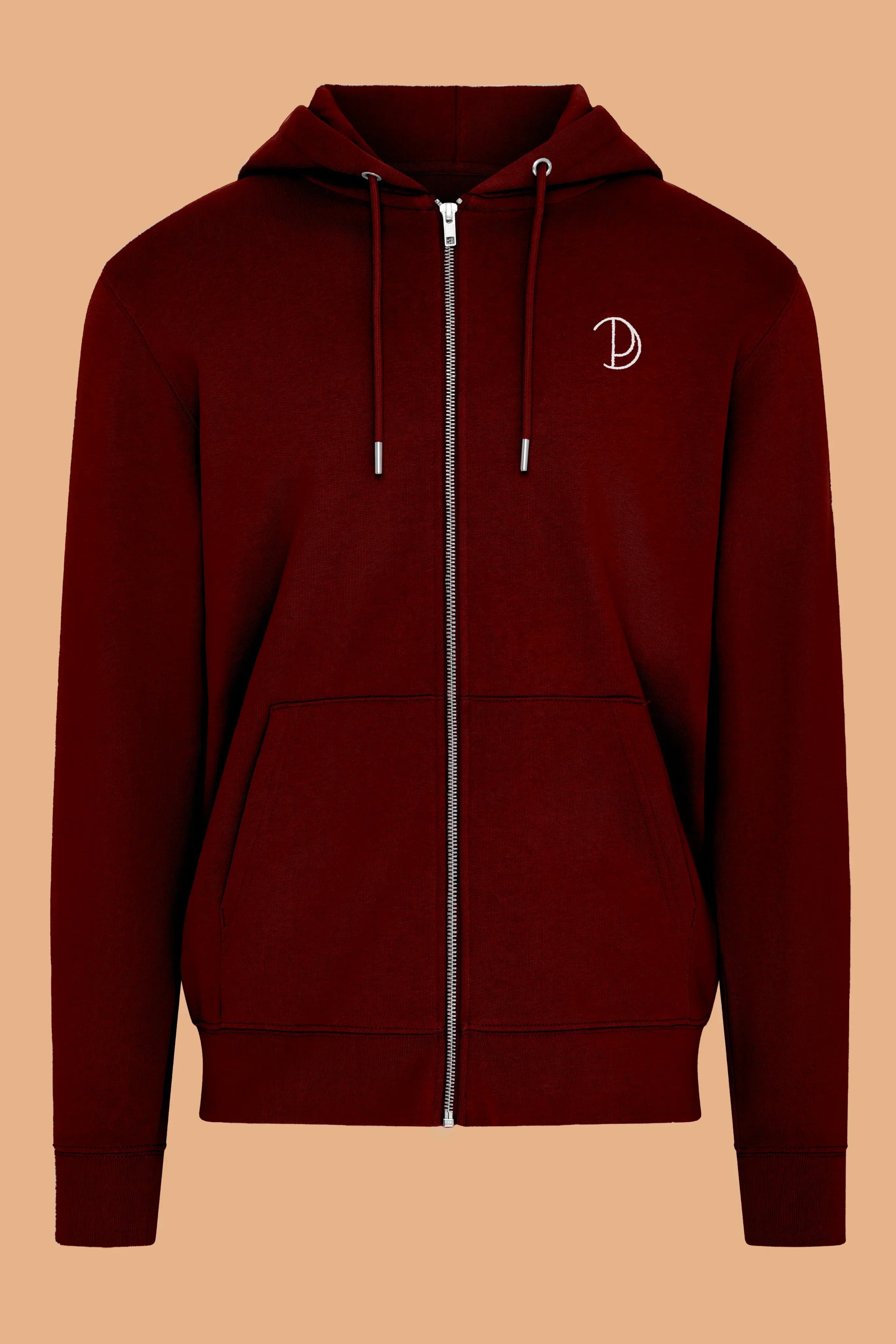 Embroidered P Zip-Up Hoodie