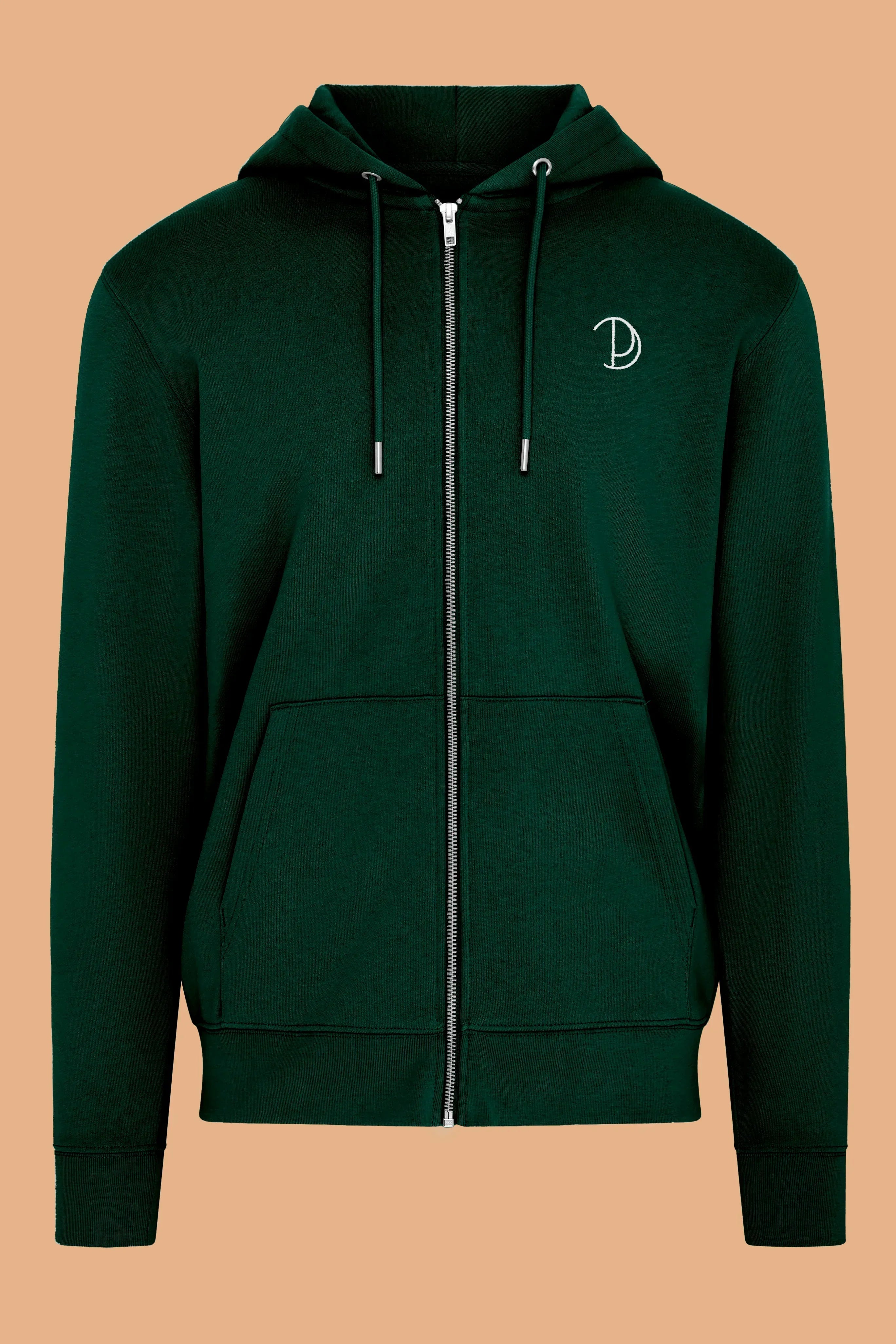Embroidered P Zip-Up Hoodie