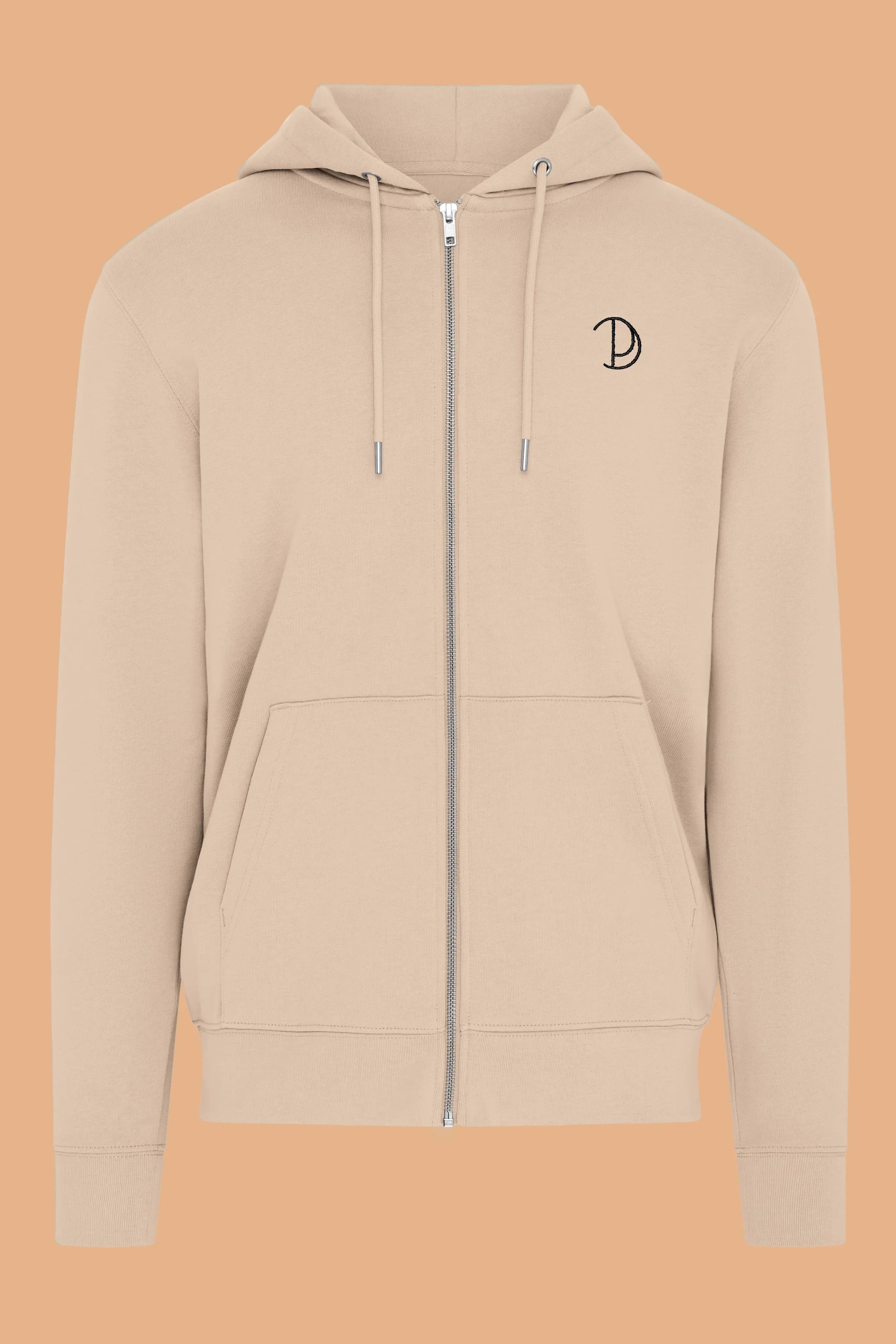 Embroidered P Zip-Up Hoodie