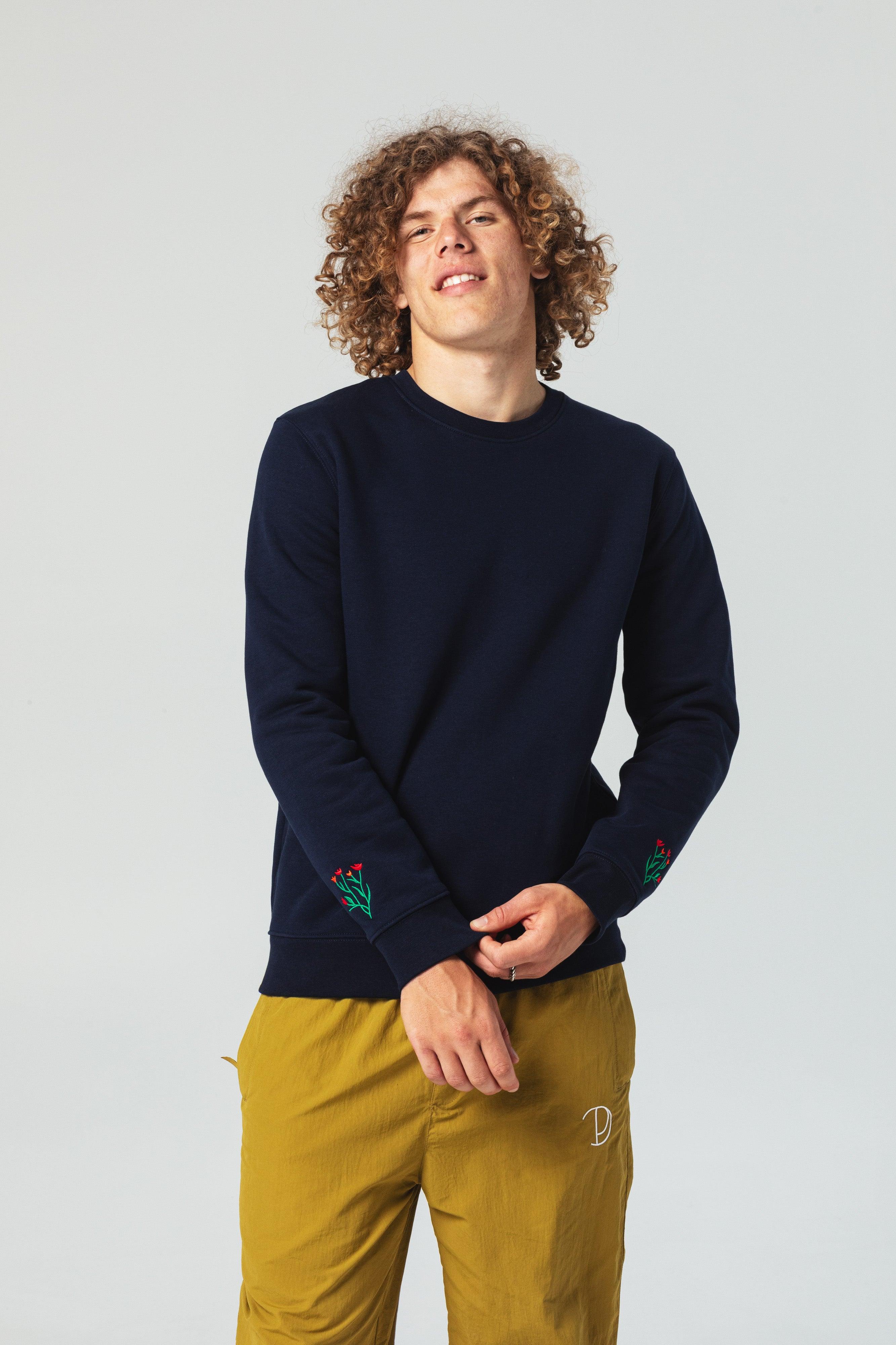 Embroidered Rose Bush Sweatshirt | Sweatshirt | pitod.com