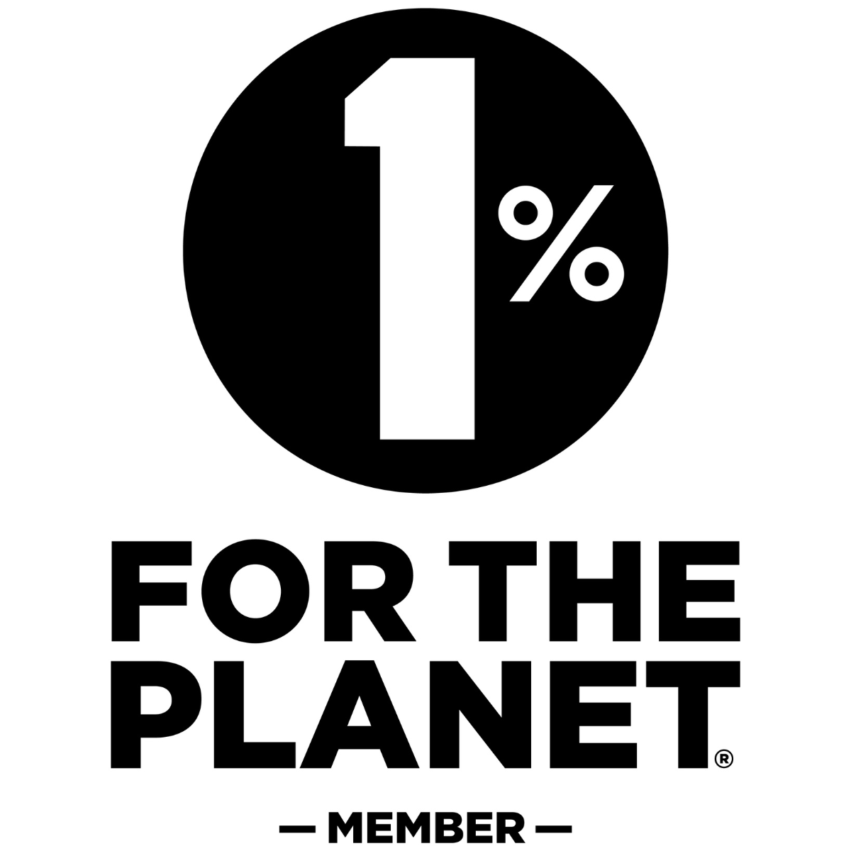 1% for the Planet logo - a green circle with white text reading '1% for the planet' and an arrow pointing up, representing sustainable giving and environmental stewardship.