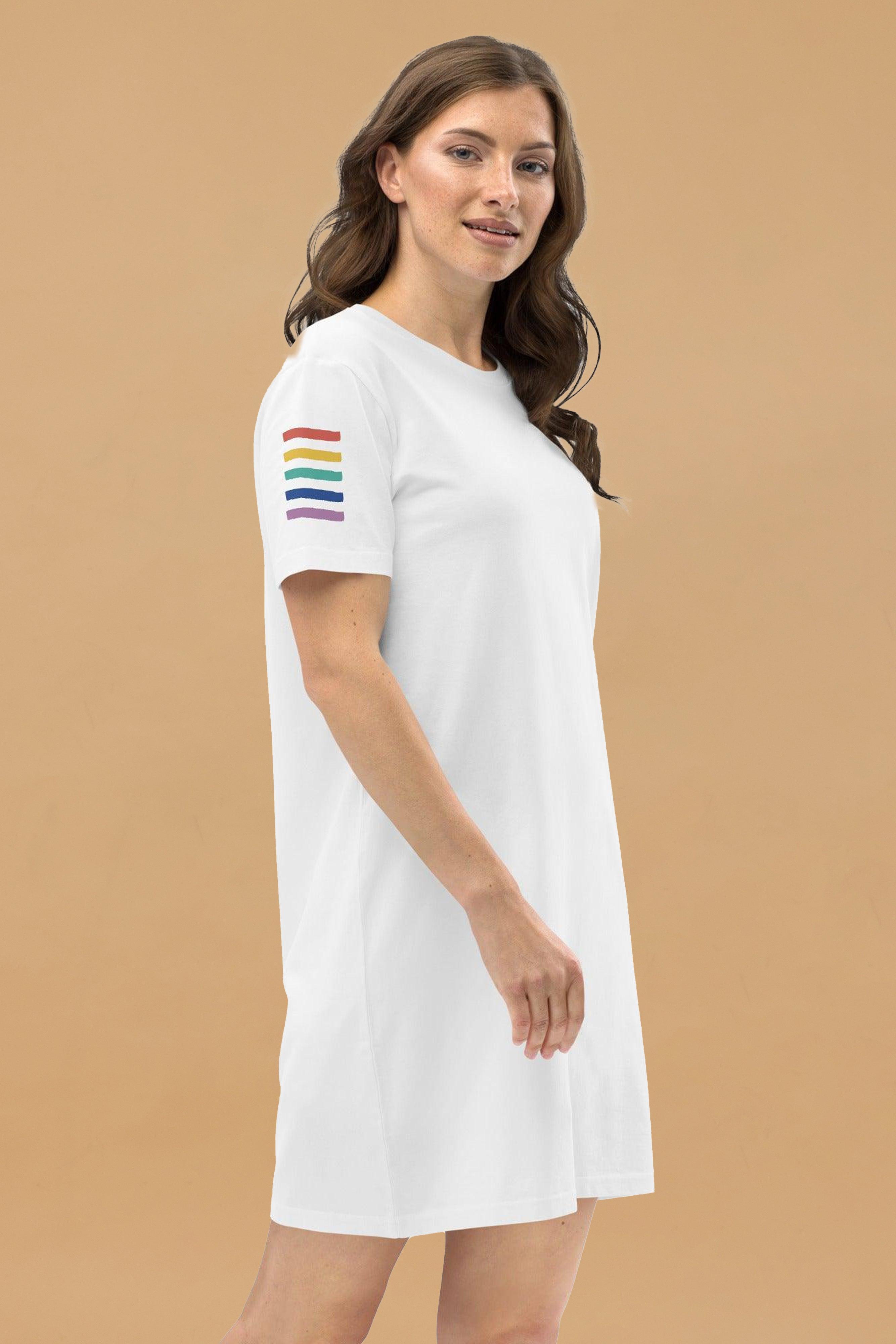 Rainbow Sleeve T-Shirt Dress