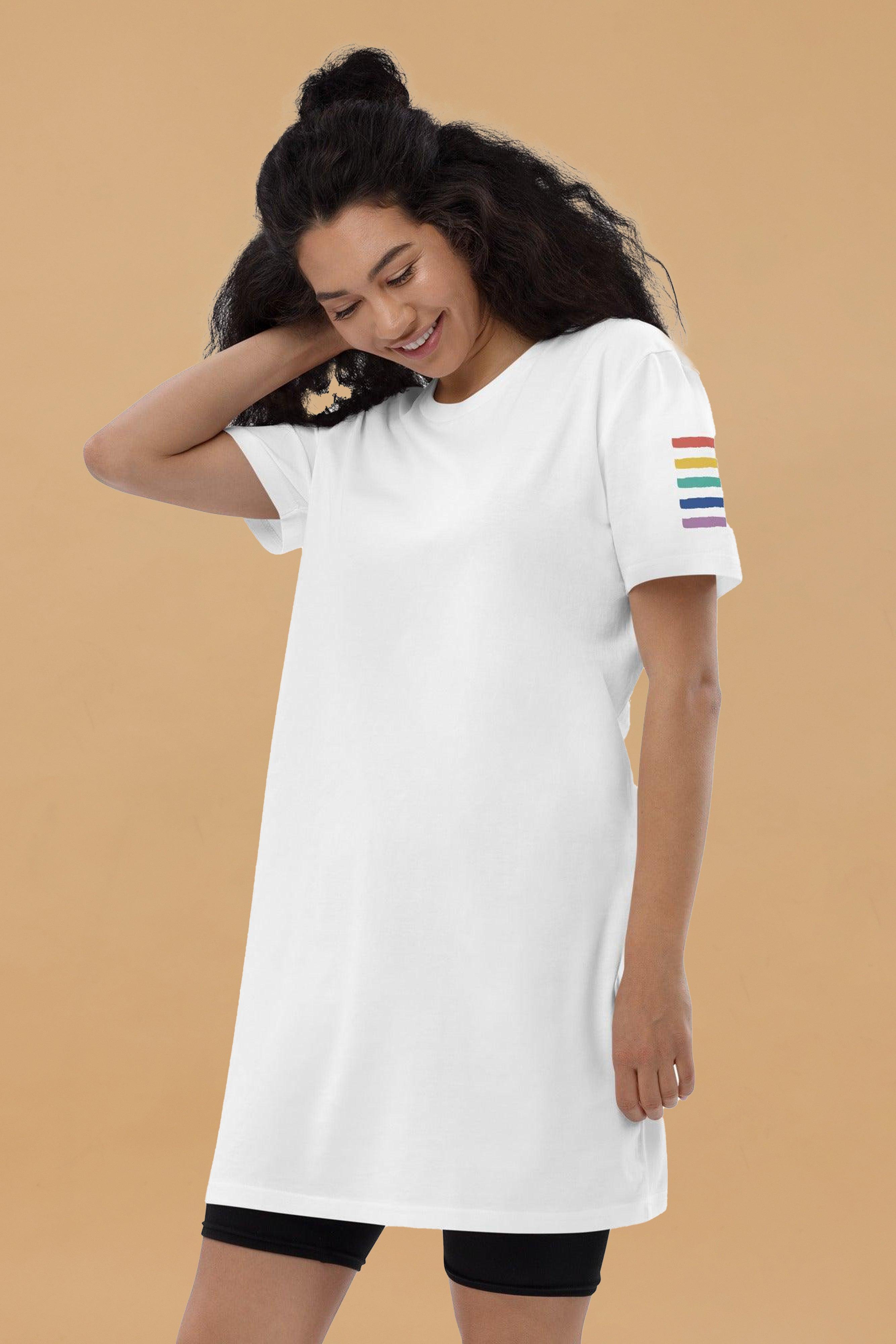 Rainbow Sleeve T-Shirt Dress