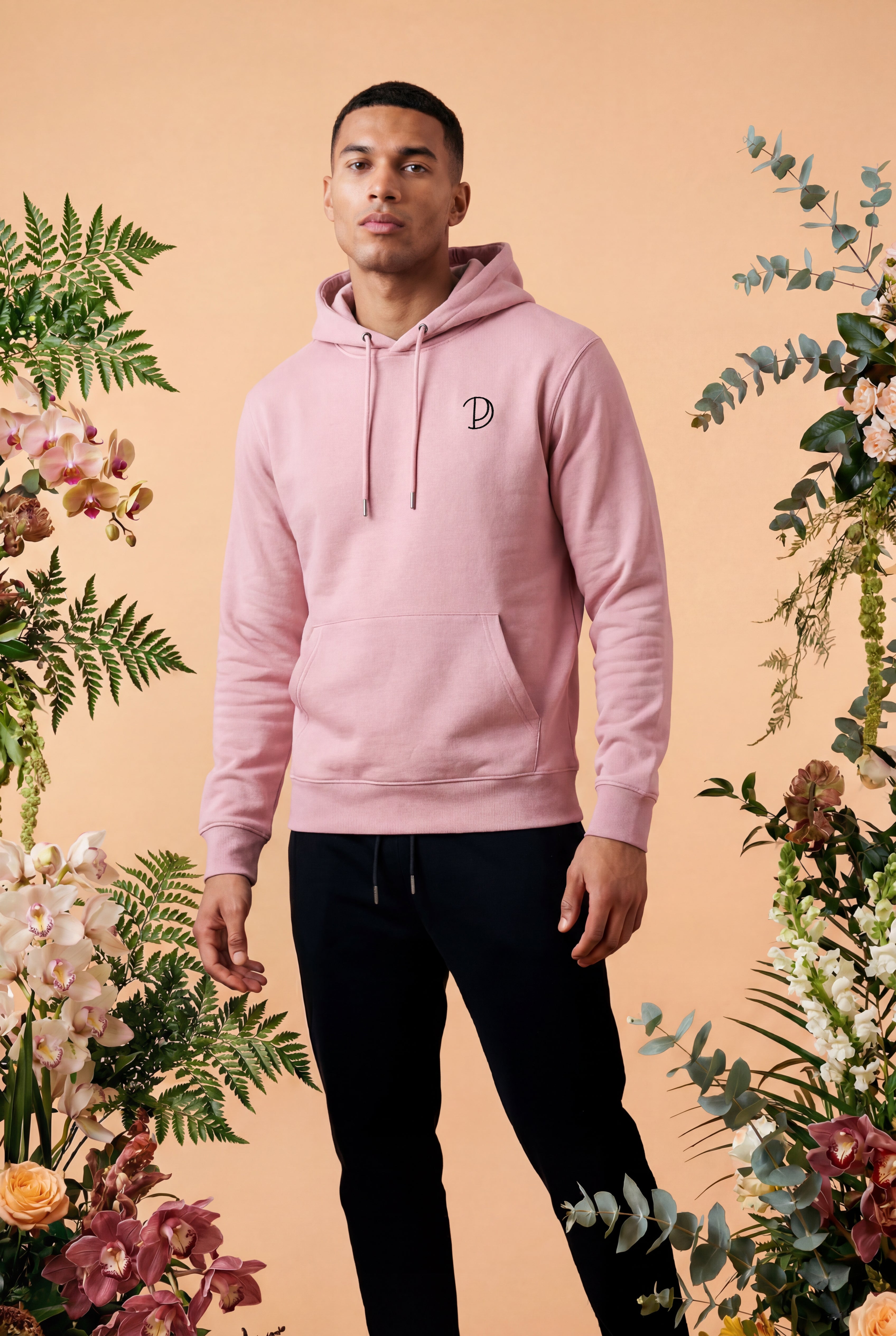 Hoodie med broderad logotyp