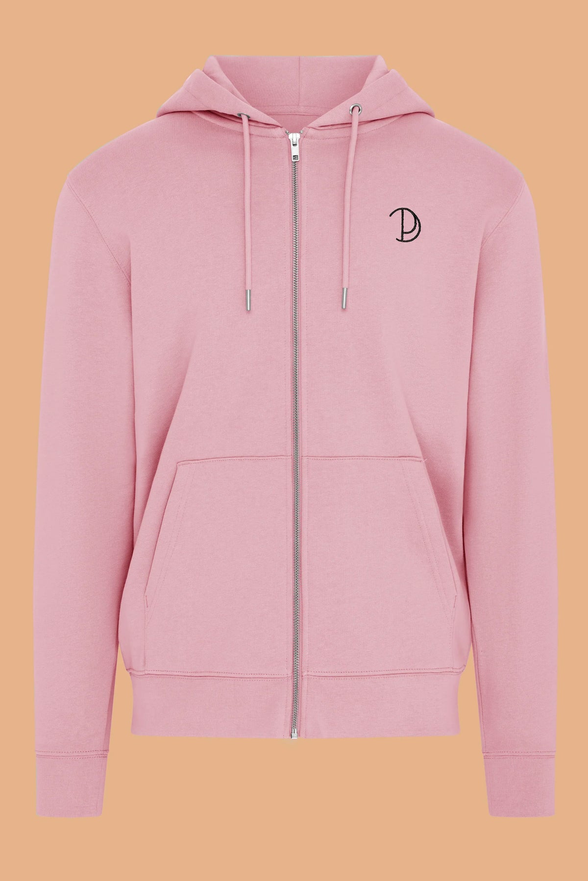 Embroidered P Zip-Up Cotton Pink Organic Cotton Hoodie – Unisex | Pitod ...
