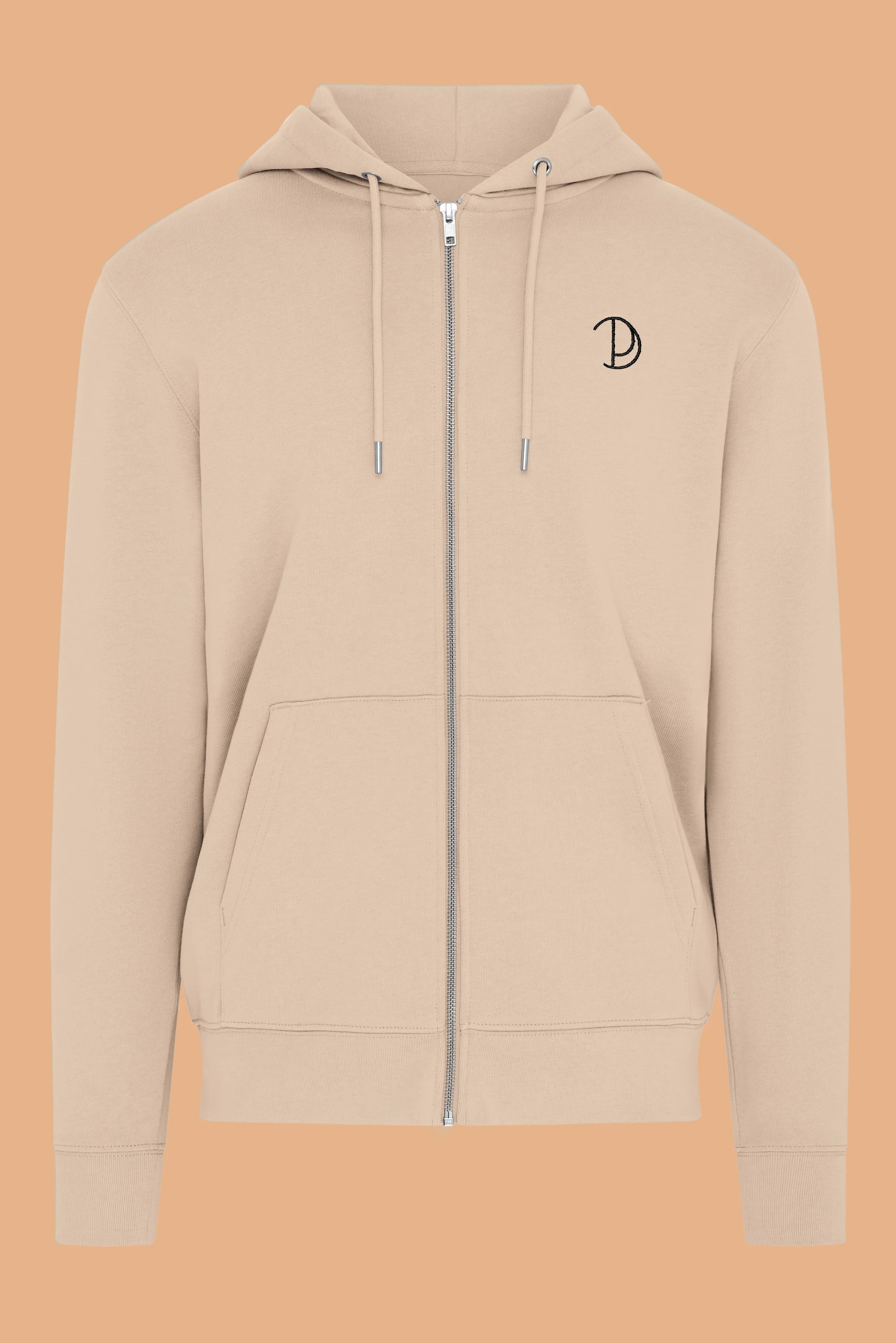 Geborduurde P-hoodie met rits