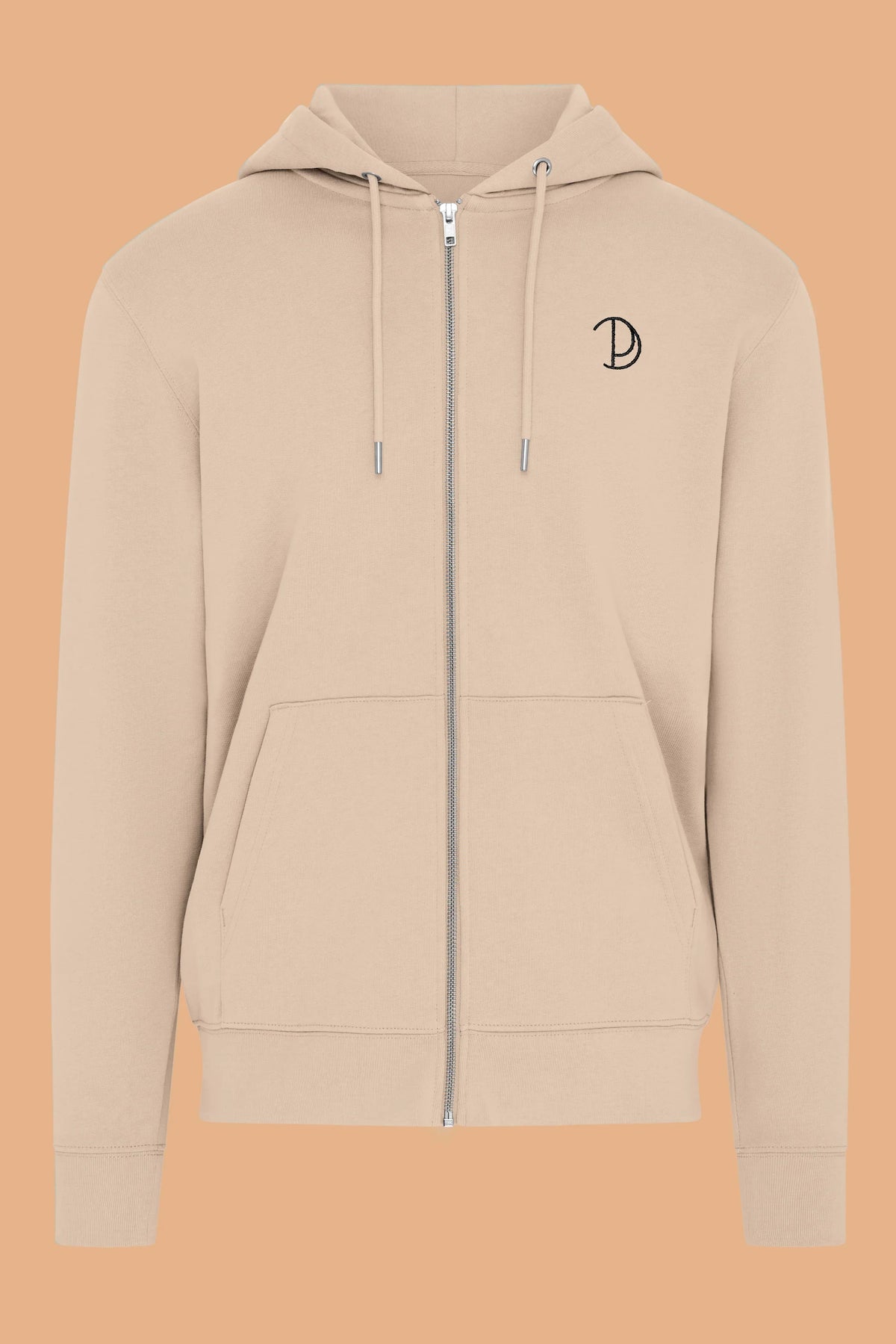 Embroidered P Zip-Up Natural Raw Organic Cotton Hoodie – Unisex | Pitod ...