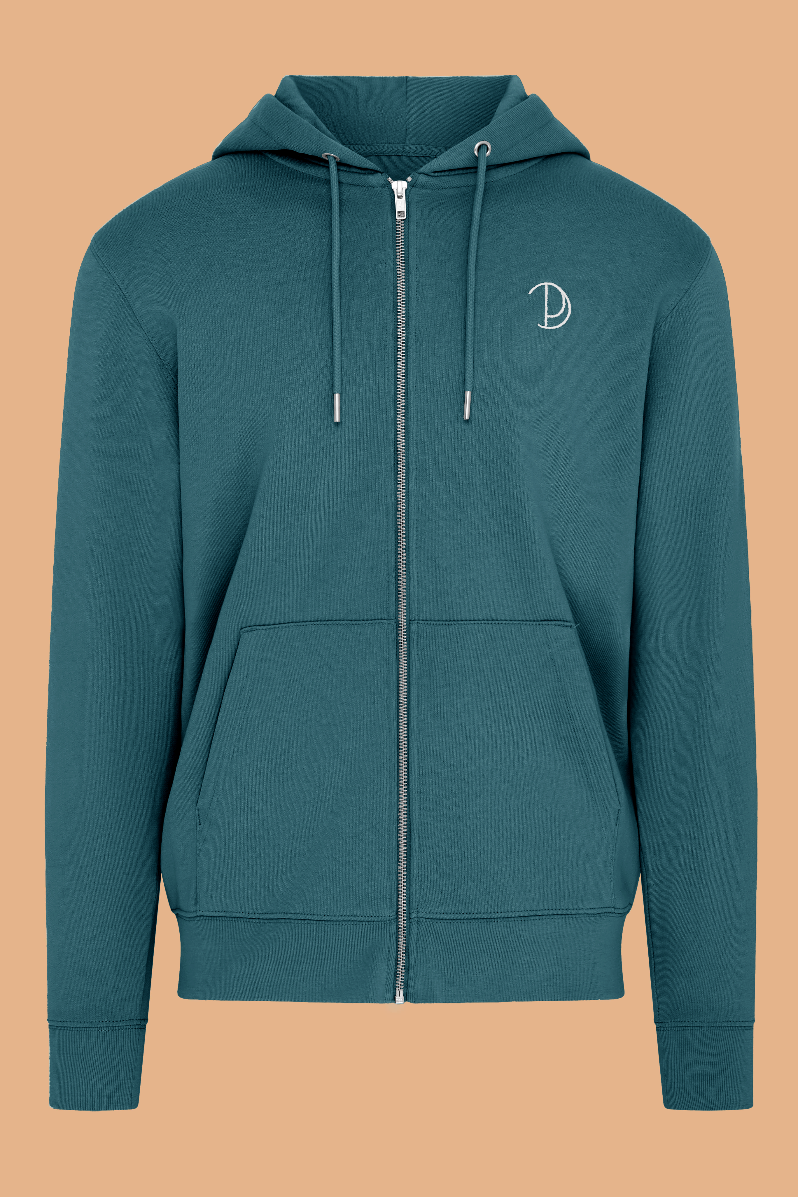 Embroidered P Zip-Up Hoodie