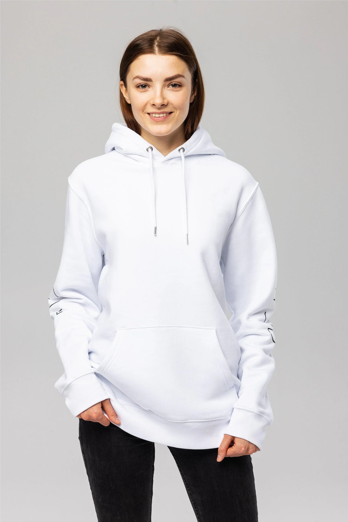 Pitod Sleeve White Organic Cotton Hoodie – Unisex | Pitod | Size S
