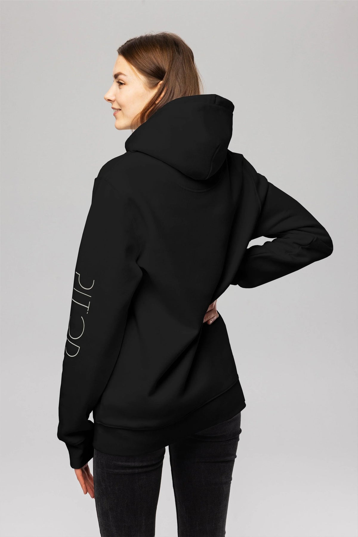 Pitod Sleeve Black Organic Cotton Hoodie – Unisex | Pitod | Size S
